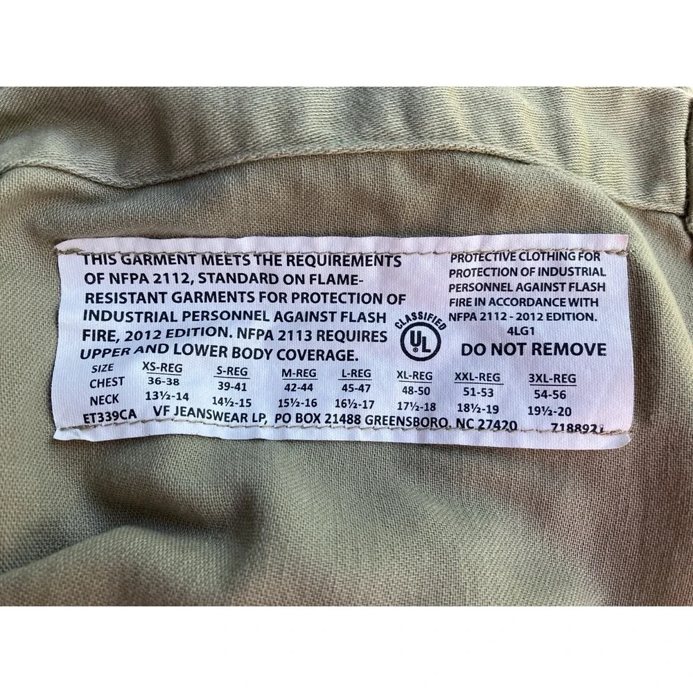 Wrangler FR Flame Resistant Western Snap Shirt Men's M Reg Khaki Tan Workwear